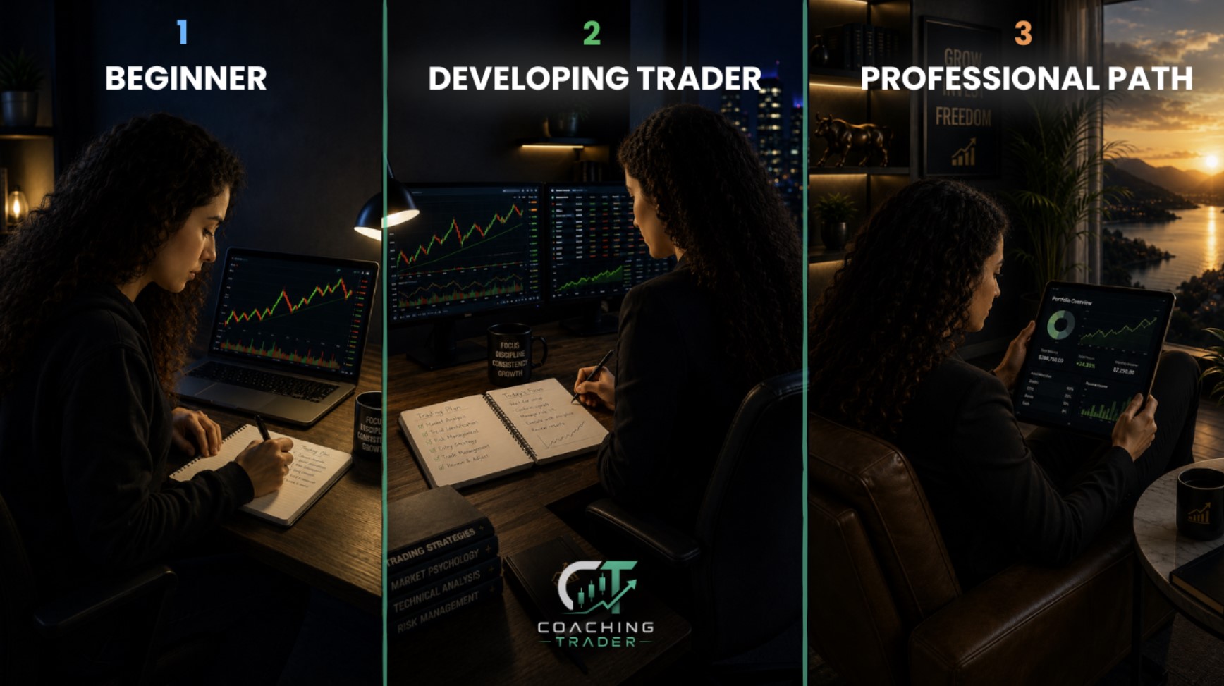 EDUCATION · COACHING · TRADING & INVESTING Choose Your Path in Trading & Investing Learn independently, develop with an experienced coach, or explore different paths in trading and investing — all in one place.